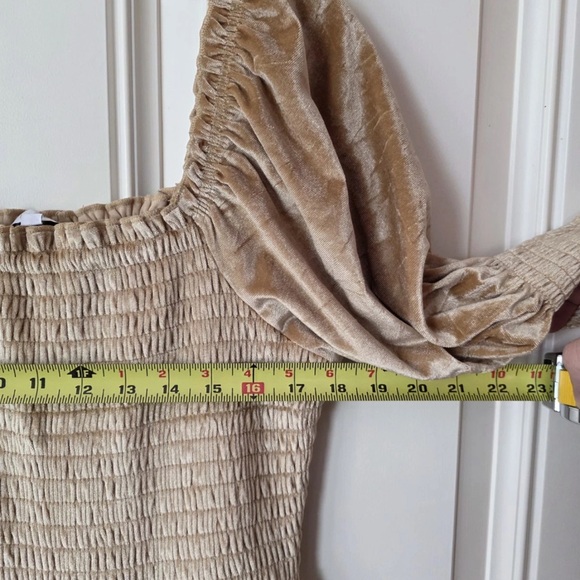 Baltic Born Gold velvet midi Smock Dress Size Medium - Picture 5 of 9